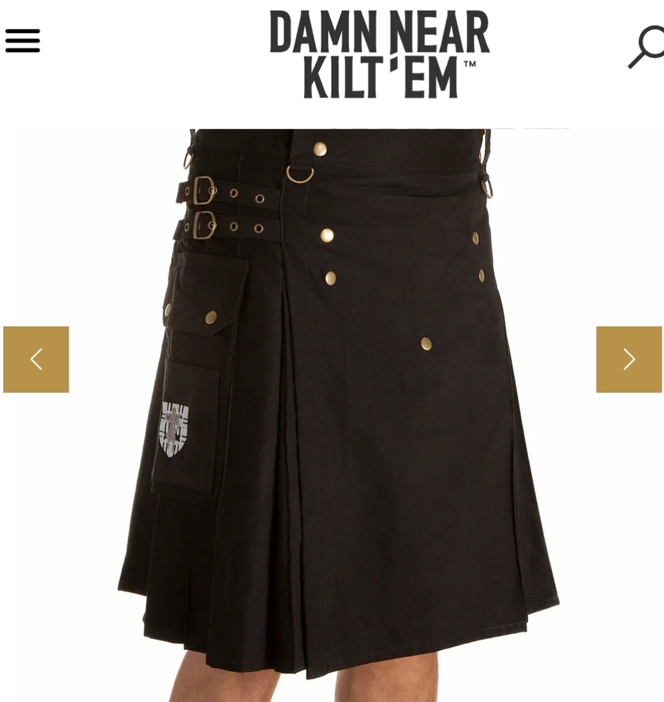 DAMN NEAR KILT 'EM  MEN'S SPORT UTILITY KILT LARGE BLACK